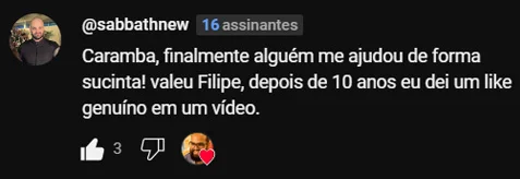 Depoimento de aluno sobre as aulas do Filipe Fernandes